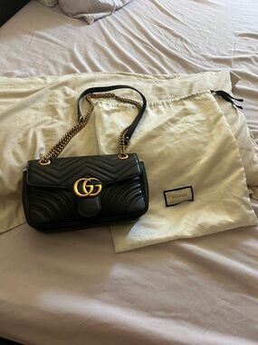 Gucci Black Quilted Leather Shoulder Bag with Gold Hardware